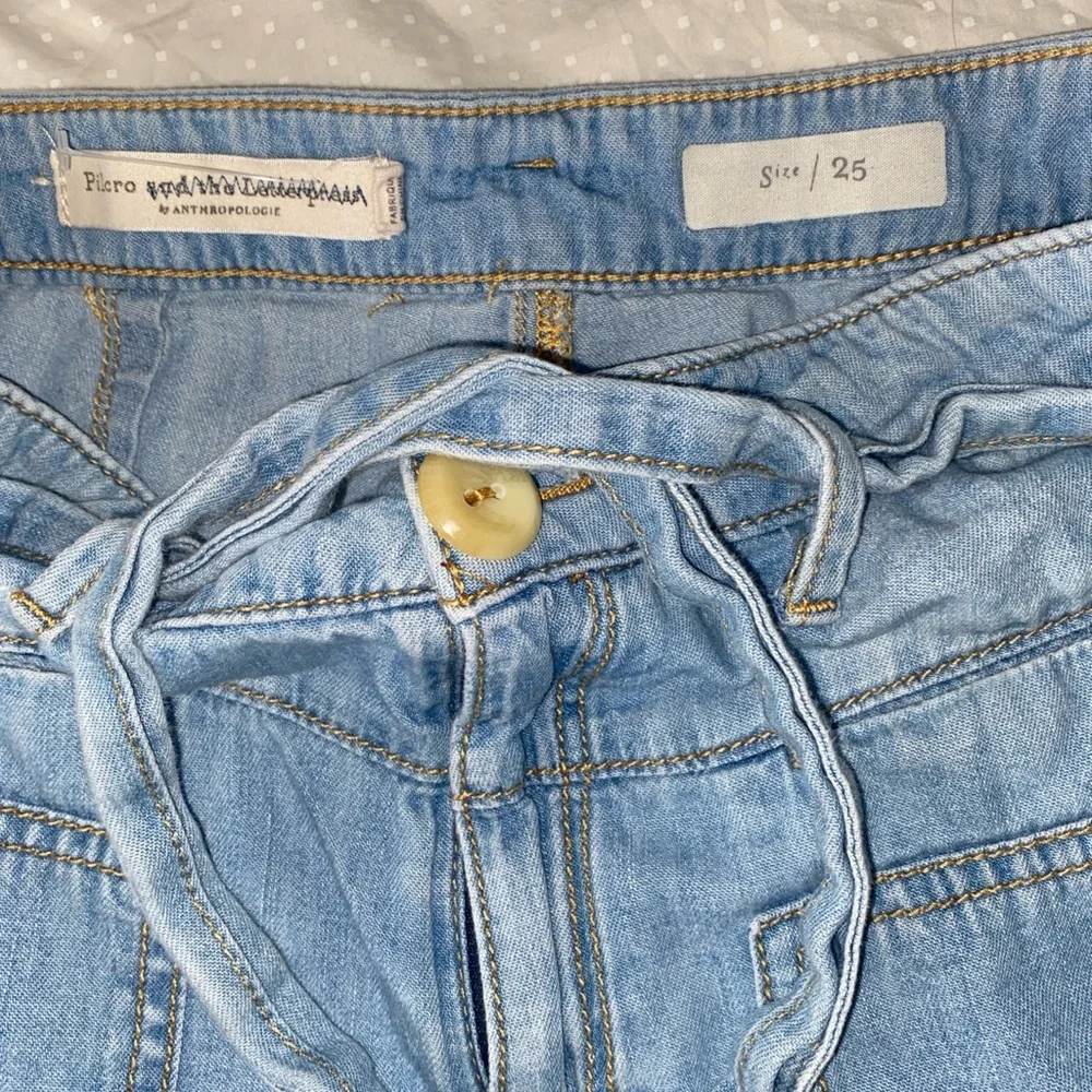 Anthropologie Pilcro High Rise Super Wide Button Leg Jean Lightweight Boho Sz 25 - Picture 6 of 13